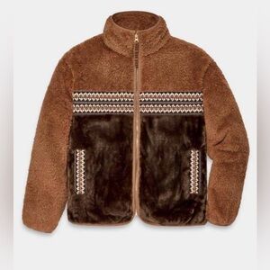 NWT UGG Brown Marlene Funnel-Neck Fleece  Jacket Size XL